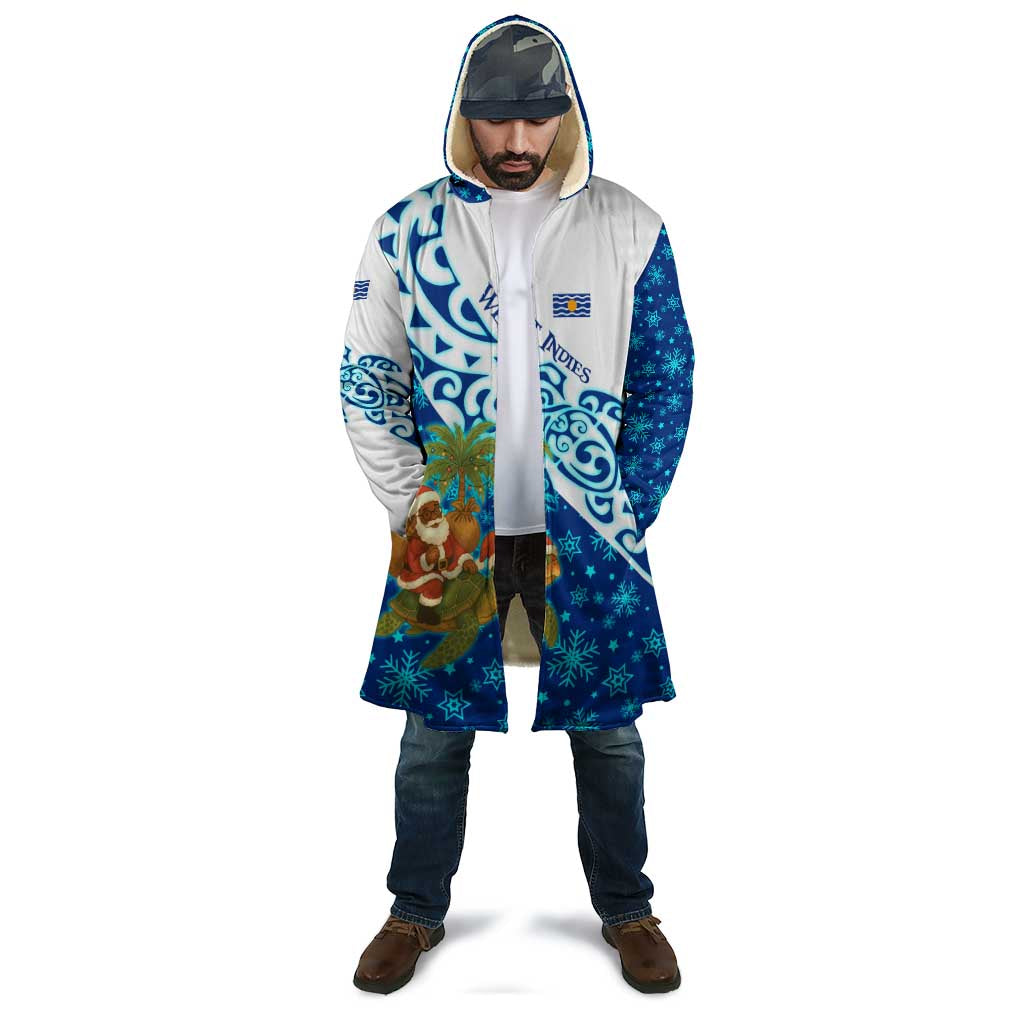 West Indies Christmas Cloak with Santa Riding Turtle Palm Tree and Tribal Snowflake Design - Wonder Print Shop