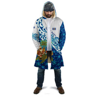 West Indies Christmas Cloak with Santa Riding Turtle Palm Tree and Tribal Snowflake Design - Wonder Print Shop