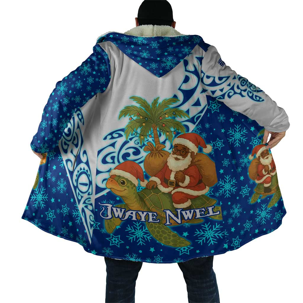 West Indies Christmas Cloak with Santa Riding Turtle Palm Tree and Tribal Snowflake Design - Wonder Print Shop