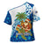 West Indies Christmas Cross Shoulder Shirt with Santa Riding Turtle Palm Tree and Tribal Snowflake Design - Wonder Print Shop