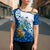 West Indies Christmas Cross Shoulder Shirt with Santa Riding Turtle Palm Tree and Tribal Snowflake Design - Wonder Print Shop