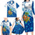 West Indies Christmas Family Matching Long Sleeve Bodycon Dress and Hawaiian Shirt with Santa Riding Turtle Palm Tree and Tribal Snowflake Design - Wonder Print Shop