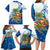 West Indies Christmas Family Matching Long Sleeve Bodycon Dress and Hawaiian Shirt with Santa Riding Turtle Palm Tree and Tribal Snowflake Design - Wonder Print Shop