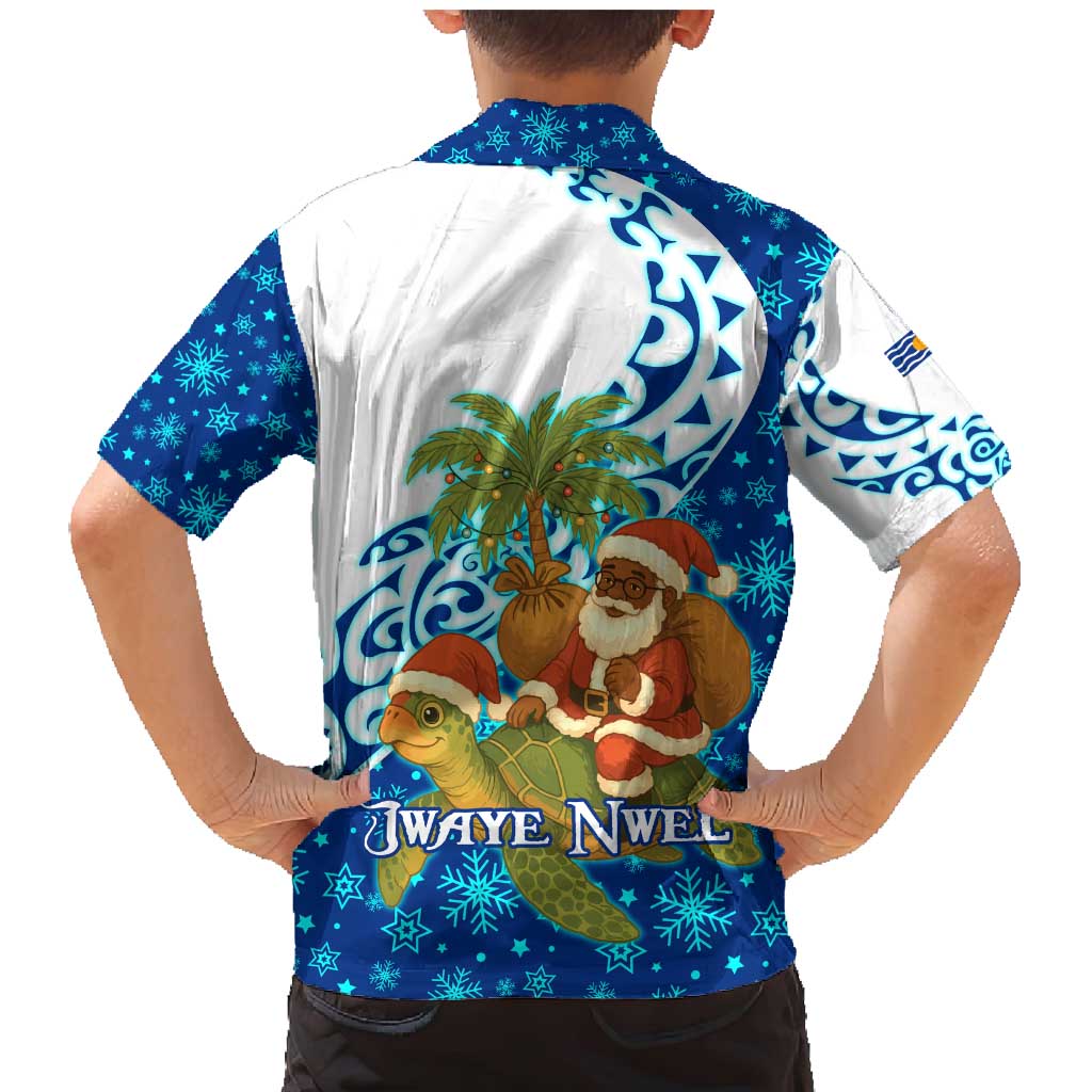West Indies Christmas Family Matching Mermaid Dress and Hawaiian Shirt with Santa Riding Turtle Palm Tree and Tribal Snowflake Design - Wonder Print Shop