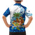 West Indies Christmas Family Matching Mermaid Dress and Hawaiian Shirt with Santa Riding Turtle Palm Tree and Tribal Snowflake Design - Wonder Print Shop