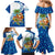 West Indies Christmas Family Matching Mermaid Dress and Hawaiian Shirt with Santa Riding Turtle Palm Tree and Tribal Snowflake Design - Wonder Print Shop