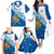 West Indies Christmas Family Matching Off The Shoulder Long Sleeve Dress and Hawaiian Shirt with Santa Riding Turtle Palm Tree and Tribal Snowflake Design - Wonder Print Shop