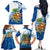 West Indies Christmas Family Matching Off The Shoulder Long Sleeve Dress and Hawaiian Shirt with Santa Riding Turtle Palm Tree and Tribal Snowflake Design - Wonder Print Shop