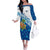 West Indies Christmas Family Matching Off The Shoulder Long Sleeve Dress and Hawaiian Shirt with Santa Riding Turtle Palm Tree and Tribal Snowflake Design - Wonder Print Shop