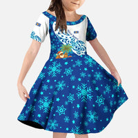 West Indies Christmas Family Matching Off Shoulder Maxi Dress and Hawaiian Shirt with Santa Riding Turtle Palm Tree and Tribal Snowflake Design - Wonder Print Shop