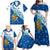 West Indies Christmas Family Matching Off Shoulder Maxi Dress and Hawaiian Shirt with Santa Riding Turtle Palm Tree and Tribal Snowflake Design - Wonder Print Shop