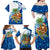 West Indies Christmas Family Matching Off Shoulder Maxi Dress and Hawaiian Shirt with Santa Riding Turtle Palm Tree and Tribal Snowflake Design - Wonder Print Shop