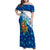 West Indies Christmas Family Matching Off Shoulder Maxi Dress and Hawaiian Shirt with Santa Riding Turtle Palm Tree and Tribal Snowflake Design - Wonder Print Shop