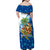 West Indies Christmas Family Matching Off Shoulder Maxi Dress and Hawaiian Shirt with Santa Riding Turtle Palm Tree and Tribal Snowflake Design - Wonder Print Shop