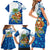 West Indies Christmas Family Matching Short Sleeve Bodycon Dress and Hawaiian Shirt with Santa Riding Turtle Palm Tree and Tribal Snowflake Design - Wonder Print Shop