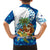West Indies Christmas Family Matching Summer Maxi Dress and Hawaiian Shirt with Santa Riding Turtle Palm Tree and Tribal Snowflake Design - Wonder Print Shop