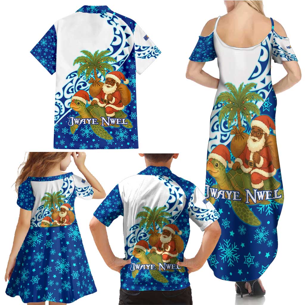West Indies Christmas Family Matching Summer Maxi Dress and Hawaiian Shirt with Santa Riding Turtle Palm Tree and Tribal Snowflake Design - Wonder Print Shop