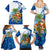 West Indies Christmas Family Matching Summer Maxi Dress and Hawaiian Shirt with Santa Riding Turtle Palm Tree and Tribal Snowflake Design - Wonder Print Shop