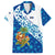 West Indies Christmas Family Matching Summer Maxi Dress and Hawaiian Shirt with Santa Riding Turtle Palm Tree and Tribal Snowflake Design - Wonder Print Shop