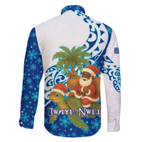 West Indies Christmas Family Matching Summer Maxi Dress and Hawaiian Shirt with Santa Riding Turtle Palm Tree and Tribal Snowflake Design - Wonder Print Shop