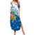 West Indies Christmas Family Matching Summer Maxi Dress and Hawaiian Shirt with Santa Riding Turtle Palm Tree and Tribal Snowflake Design - Wonder Print Shop