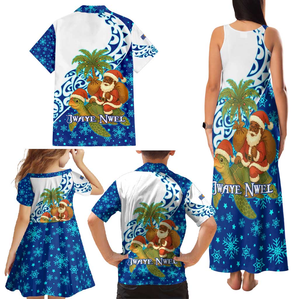 West Indies Christmas Family Matching Tank Maxi Dress and Hawaiian Shirt with Santa Riding Turtle Palm Tree and Tribal Snowflake Design - Wonder Print Shop