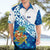 West Indies Christmas Hawaiian Shirt with Santa Riding Turtle Palm Tree and Tribal Snowflake Design - Wonder Print Shop
