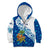 West Indies Christmas Kid Hoodie with Santa Riding Turtle Palm Tree and Tribal Snowflake Design - Wonder Print Shop