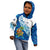 West Indies Christmas Kid Hoodie with Santa Riding Turtle Palm Tree and Tribal Snowflake Design - Wonder Print Shop