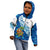 West Indies Christmas Kid Hoodie with Santa Riding Turtle Palm Tree and Tribal Snowflake Design - Wonder Print Shop