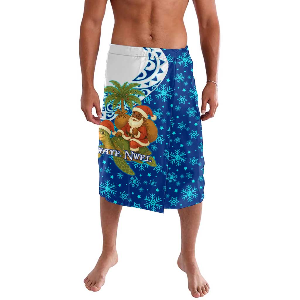 West Indies Christmas Lavalava with Santa Riding Turtle Palm Tree and Tribal Snowflake Design - Wonder Print Shop