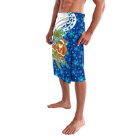 West Indies Christmas Lavalava with Santa Riding Turtle Palm Tree and Tribal Snowflake Design - Wonder Print Shop