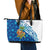 West Indies Christmas Leather Tote Bag with Santa Riding Turtle Palm Tree and Tribal Snowflake Design - Wonder Print Shop