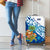 West Indies Christmas Luggage Cover with Santa Riding Turtle Palm Tree and Tribal Snowflake Design - Wonder Print Shop