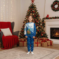 West Indies Christmas Pajama Set with Santa Riding Turtle Palm Tree and Tribal Snowflake Design - Wonder Print Shop