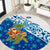 West Indies Christmas Round Carpet with Santa Riding Turtle Palm Tree and Tribal Snowflake Design - Wonder Print Shop