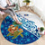 West Indies Christmas Round Carpet with Santa Riding Turtle Palm Tree and Tribal Snowflake Design - Wonder Print Shop