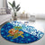 West Indies Christmas Round Carpet with Santa Riding Turtle Palm Tree and Tribal Snowflake Design - Wonder Print Shop