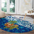 West Indies Christmas Round Carpet with Santa Riding Turtle Palm Tree and Tribal Snowflake Design - Wonder Print Shop