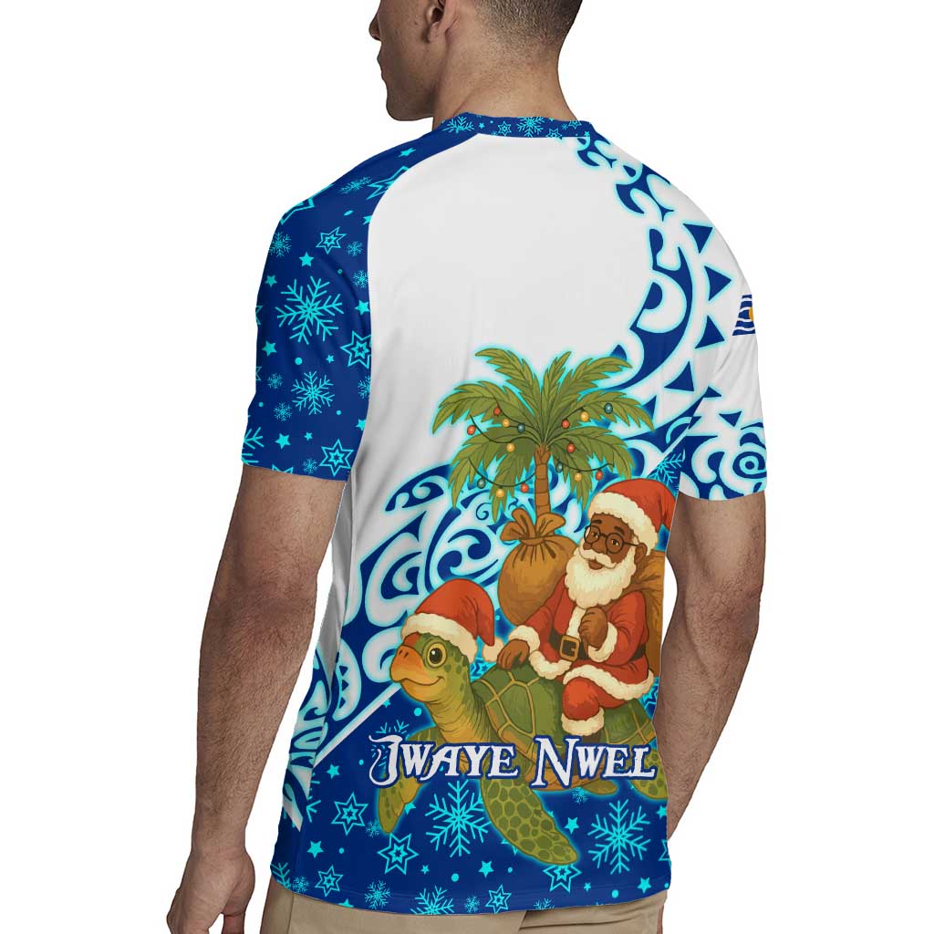 West Indies Christmas Rugby Jersey with Santa Riding Turtle Palm Tree and Tribal Snowflake Design - Wonder Print Shop