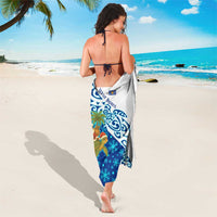 West Indies Christmas Sarong with Santa Riding Turtle Palm Tree and Tribal Snowflake Design - Wonder Print Shop