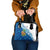 West Indies Christmas Shoulder Handbag with Santa Riding Turtle Palm Tree and Tribal Snowflake Design - Wonder Print Shop