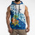 West Indies Christmas Sleeveless Hoodie with Santa Riding Turtle Palm Tree and Tribal Snowflake Design - Wonder Print Shop