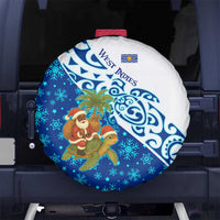 West Indies Christmas Spare Tire Cover with Santa Riding Turtle Palm Tree and Tribal Snowflake Design - Wonder Print Shop