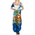West Indies Christmas Summer Maxi Dress with Santa Riding Turtle Palm Tree and Tribal Snowflake Design - Wonder Print Shop