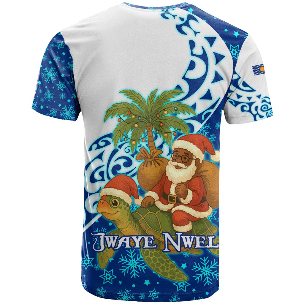 West Indies Christmas T Shirt with Santa Riding Turtle Palm Tree and Tribal Snowflake Design - Wonder Print Shop