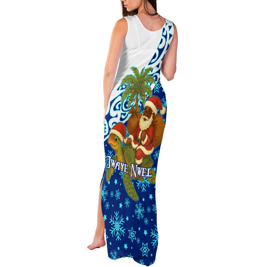 West Indies Christmas Tank Maxi Dress with Santa Riding Turtle Palm Tree and Tribal Snowflake Design - Wonder Print Shop