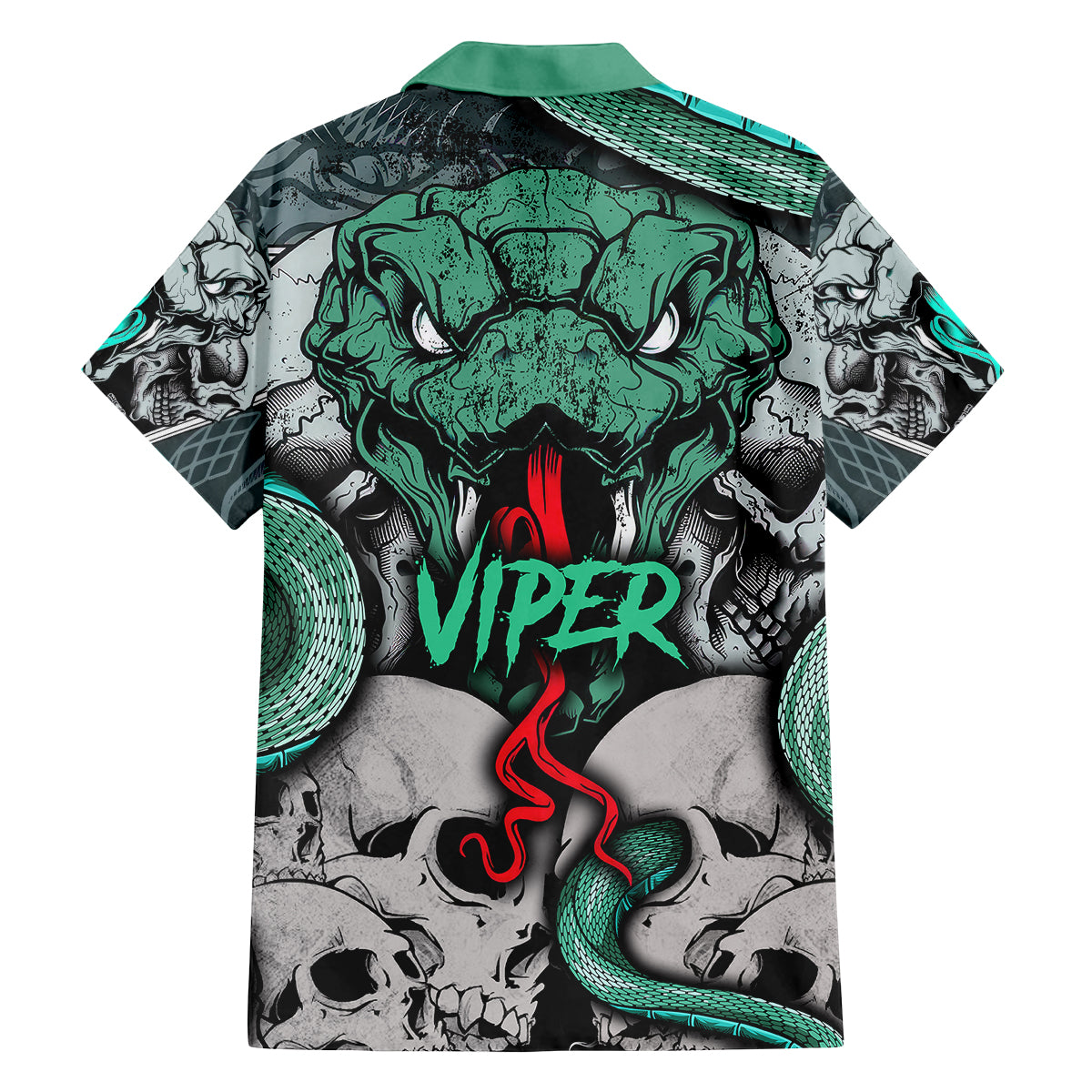 Infernal Trio Family Matching Long Sleeve Bodycon Dress and Hawaiian Shirt Skull, Viper, and Sinister Snake - Wonder Print Shop