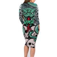 Infernal Trio Family Matching Long Sleeve Bodycon Dress and Hawaiian Shirt Skull, Viper, and Sinister Snake - Wonder Print Shop