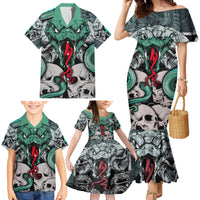 Infernal Trio Family Matching Mermaid Dress and Hawaiian Shirt Skull, Viper, and Sinister Snake - Wonder Print Shop